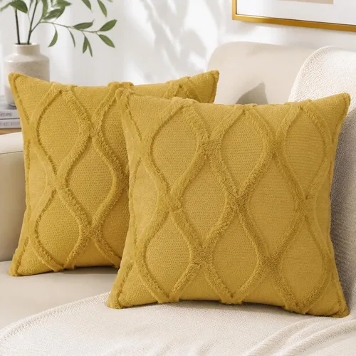 Vista 43 de decorUhome - Juego de 2 fundas de cojín decorativas para primavera de 16 x 16 pulgadas, fundas de almohada afelpadas de lana y piel sintética suave