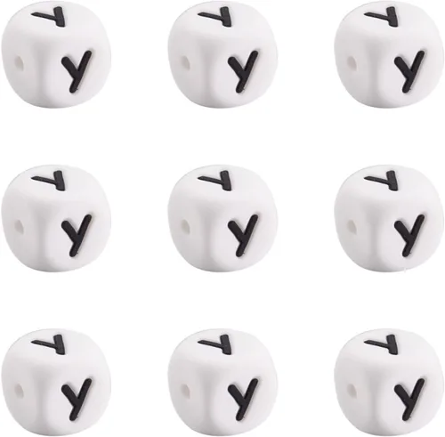 Vista 14 de Mega Pet 10 cuentas de silicona en forma de cubo de silicona con la letra A, cuentas sueltas del alfabeto, cuentas del alfabeto, de 0.472 x 0.472 x