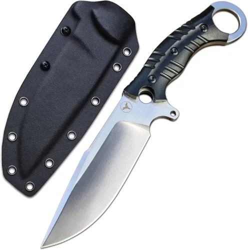 Vista 10 de Cuchillo de hoja fija de 12.2 pulgadas, mango de acero G10 DC53, cuchillo de garra para exteriores, herramientas EDC de campamento, fundas Kydex