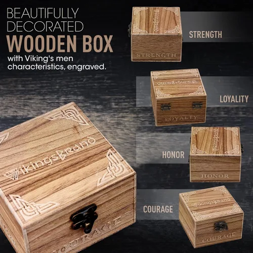 Vista 7 de Viking Gifts for Men Exquisite Norse Watch in Custom Wooden Box - Timeless Elegance