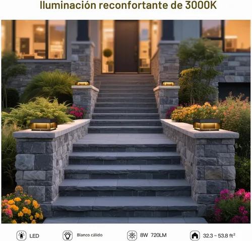 Vista 3 de MVBT Luces de poste al aire libre con cableado fijo, luces de columna de 7.9" AC100-240V, luz de pila moderna impermeable, luz de tapa de poste