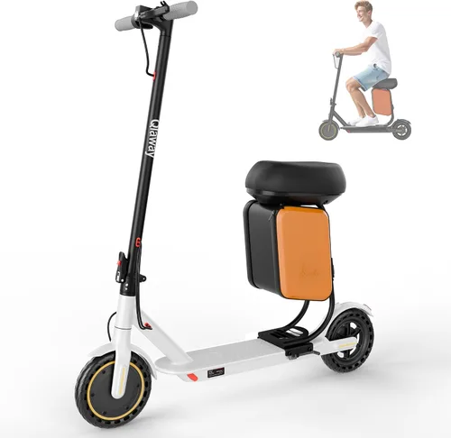Vista 13 de Qlaway Patinete eléctrico para adultos, motor de 350 W/500 W, rango de 16 a 22 millas, neumáticos sólidos de 8.5 pulgadas/10 pulgadas, freno y Negro
