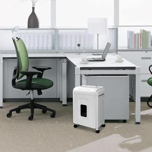Vista 8 de Aurora Trituradora de alta seguridad de 8 hojas con microcorte para papel, CD/DVD y tarjetas de crédito, Blanco/Gris