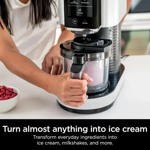 Vista 3 de Ninja CREAMi - Máquina para hacer helados, 5 programas de un solo toque, incluye (2) pintas de 16 onzas con tapas, transforma las bases congeladas