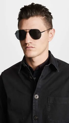 Vista 3 de Prada PR 55US 1AB5S0 Black Metal Pilot Sunglasses Grey Lens