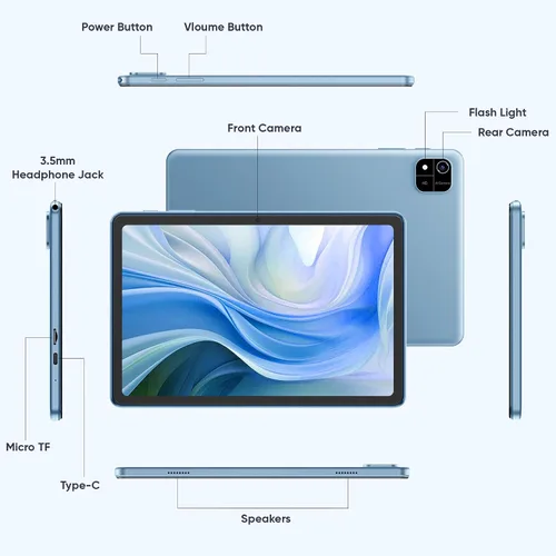 Vista 9 de EDDBNi Tablet Android 15 de 10.1 pulgadas Tablet 2025 últimas Tablets con teclado ratón 24GB+64GB 2TB de expansión 6000mAh procesador Octa-Core Azul
