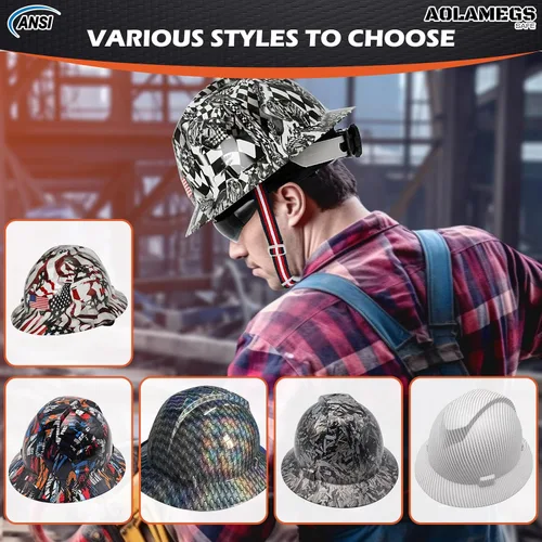 Vista 8 de Stylish Carbon Fiber Pattern Full Brim Hard Hat with Hard Hat Liner and Safety Visor Kit - ANSI Z89.1 Type 1 Class C OSHA Approved Construction Hard