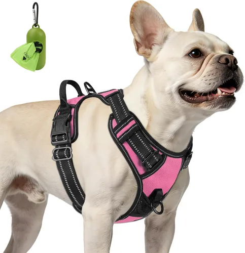 Vista 49 de Joytale Arnés sin tirones para perros pequeños, chaleco reflectante para mascotas con clip frontal, arnés acolchado suave ajustable con asa de fácil