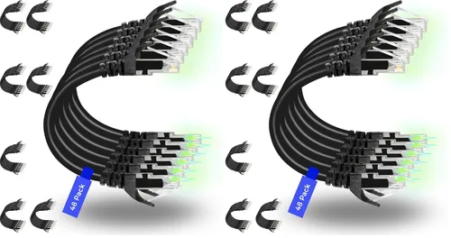 Vista 17 de Rapink Patch Cables Cat6 - Cable de conexión Ethernet Cat6 de 0.5 pies (paquete de 24), 10G, cable de conexión Cat 6 para panel de conexiones a