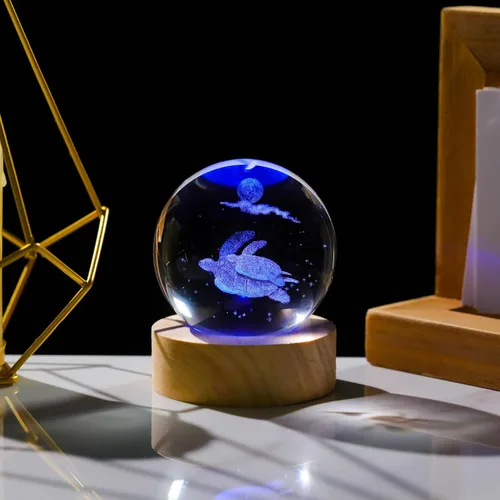 Vista 4 de Regalos de Tortuga Marina 3D para Mujeres, Bola de Cristal de 60mm - Figuras de Tortuga Marina Decoración de Vidrio Animales Figurina Decoración