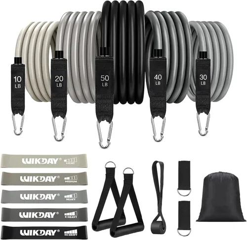 Vista 15 de WIKDAY Exercise Resistance Bands with Handles for Working Out Workout Bands Set with Door Anchor for Physical Therapy, Yoga, Pilates