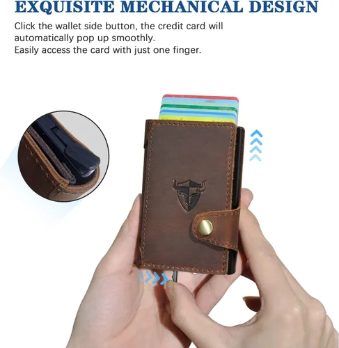 Vista 5 de Handadsume Grueso caballo loco cuero viaje regalo bolsillo frontal con moneda bolsillo tarjeta caso organizador Rfid cartera para hombres hombres