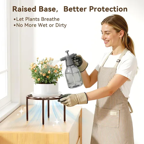 Vista 3 de bussdis 1 soporte para plantas, soporte de metal resistente para decorar plantas, soporte para macetas antioxidante, estante redondo para plantas