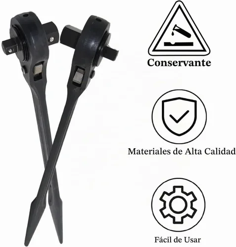 Vista 6 de MacWork Llave de trinquete de doble cabezal de 3/4 pulgadas x 1/2 pulgadas, llave de andamio de palanca resistente de cabeza redonda de 16 pulgadas.