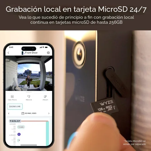 Vista 4 de WYZE Cámara de timbre con cable v2 (se requiere cableado de timbre existente), timbre de video de seguridad 2K, visión nocturna a color, audio de 2