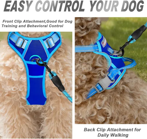 Vista 179 de BARKBAY - Arnés para perro sin tirones con clip frontal, material resistente y reflectante, asa de fácil control para pasear perros grandes