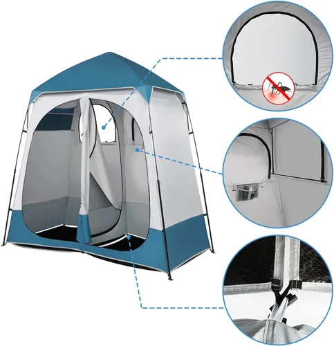 Vista 3 de Outvita Tienda de ducha de gran tamaño para 2 habitaciones, vestuario desplegable para exteriores, refugio de privacidad extra ancho instantáneo