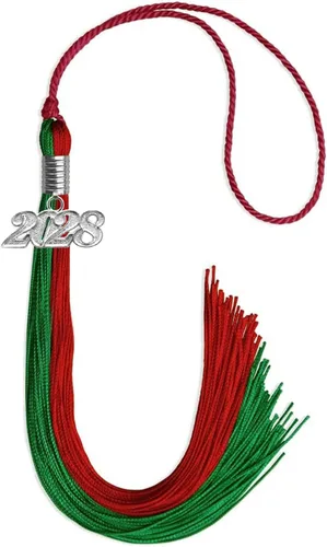 Vista 34 de Endea Graduation Borla de doble color con gota de fecha plateada (negro/oro antiguo, 2025)