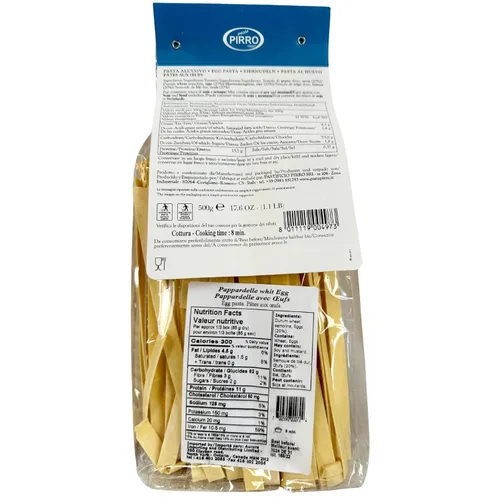 Vista 2 de Pasta Pirro Pappardelle Pasta de huevo de Italia 17.6 onzas (17.64 oz) (paquete de 2) similar a Mafalda - Fettuccine - Tagliatelle - Auténtico
