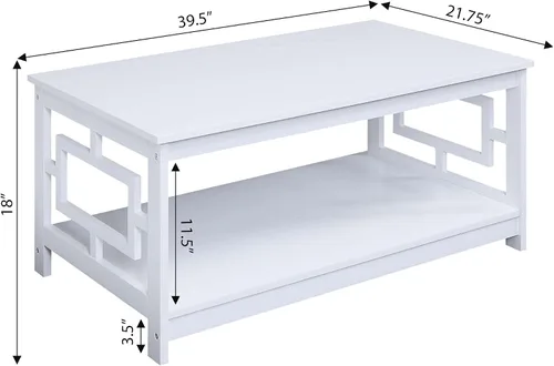 Vista 3 de Pemberly Row Mesa auxiliar, acabado de madera blanca, construcción de MDF, 39.25 x 21.75 x 18 pulgadas, estilo de transición con paneles laterales