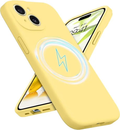 Vista 12 de GUAGUA Funda para iPhone 15 Plus de 6.7 pulgadas, silicona líquida compatible con MagSafe de goma suave, forro de microfibra delgada, funda de cojín
