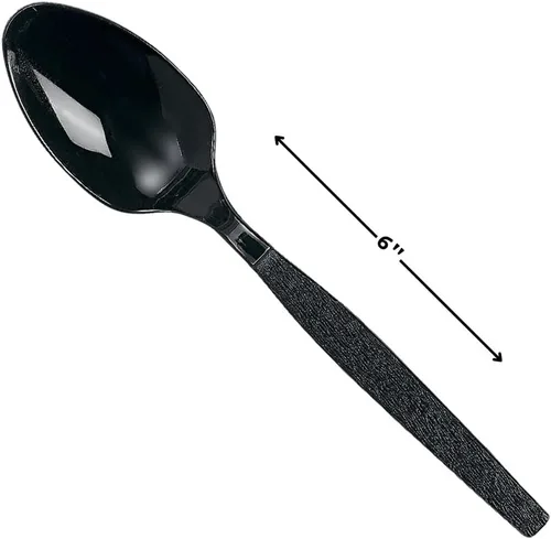 Vista 2 de Fun Express - Cucharas de plástico negras (50 piezas) - Suministros para fiestas - Vajilla sólida - Cubiertos - 50 piezas