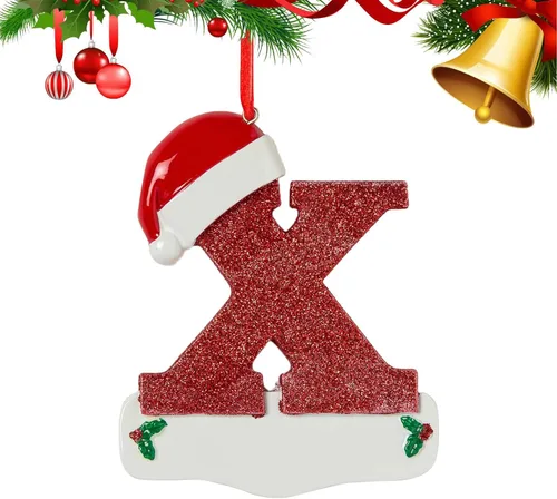 Vista 28 de Adornos de Navidad personalizados de 26 letras, mesa de decoración navideña para interiores (A)