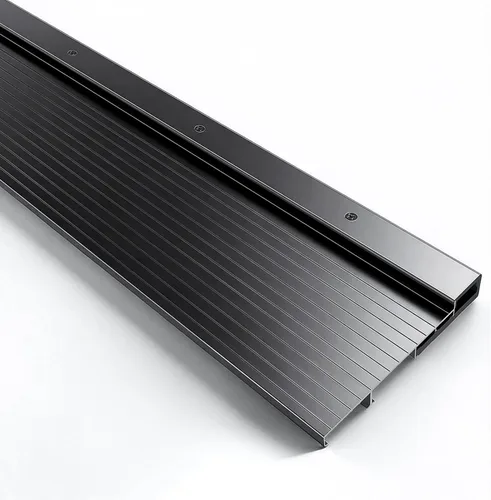 Vista 4 de Umbral de puerta de aluminio ajustable negro de 36 pulgadas, resistente, 6-9/16 pulgadas de ancho, se adapta perfectamente a la altura de la puerta