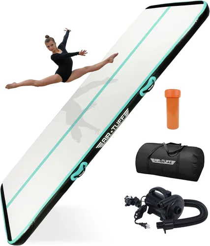 Vista 6 de Alfombrilla inflable para gimnasia Pista de aire para volteretas con bomba eléctrica para gimnasio en casa, yoga, animación, equipo de gimnasia