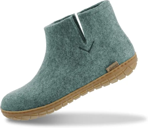 Vista 11 de Glerups Pantufla tipo bota unisex de mezcla de lana 100% de calidad con suela de goma Carbón