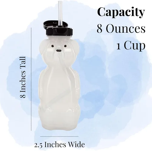Vista 6 de Honey Bear - Vasos de paja (paquete de 3); botellas de terapia de 8 onzas con popotes flexibles