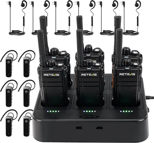 Vista 18 de Retevis Walkie Talkies RB37 Bluetooth con auriculares inalámbricos