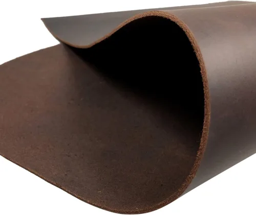 Vista 18 de Tas Trost 5/6 OZ 1.8-2.0mm Thick Cowhide Leather Pre-Cut Square Tooling Leathercraft, Crazy-Horse Leather Saddle Waxed Cow Skin DIY Craft 0.1 in