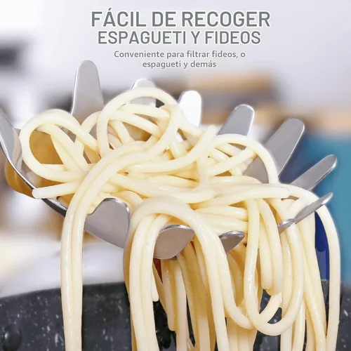 Vista 4 de Servidor de espaguetis, [resistente al óxido, formación integral, duradero] Tenedor para pasta Newness de acero inoxidable 304 con mango ergonómico