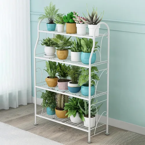 Vista 10 de LIGUOYI Soporte de metal para plantas de 3 niveles y 4 niveles, estante de almacenamiento para flores, soporte para plantas para interiores