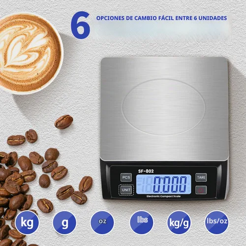 Vista 4 de Gran báscula digital de cocina 30kg/66lb báscula de alimentos para hornear y cocinar báscula de pan de acero inoxidable con pantalla LCD escalas