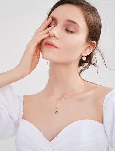 Vista 2 de Juego de joyas de cristal para boda nupcial con colgante de lágrima, collar y aretes colgantes para novia, damas de honor, madre de novia, fiesta