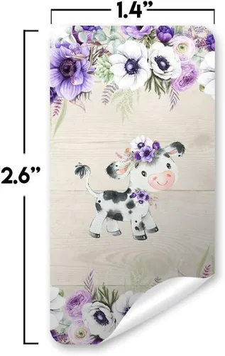 Vista 7 de Amanda Creation Acuarela Purple Cow Baby Shower Baby Shower Mini Chocolate Candy Bar Wrappers Wrappers Envoltura de 45 etiquetas envolventes de 1.4