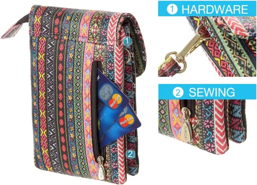Vista 3 de MINICAT - Bolso cruzado para mujer, pequeño, bolsillos espaciosos, para celular, bolsa de mano para mujer