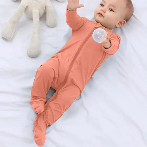 Vista 4 de GUISBY Pijama de rayón con pies para bebé con puños de manopla, mameluco suave de manga larga de 0 a 18 meses