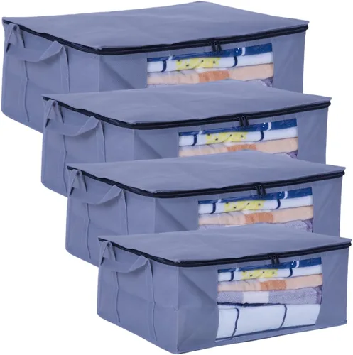Vista 10 de Bolsas de almacenamiento de ropa con cremallera con ventana transparente de plástico y asas resistentes, ideales para almacenamiento de temporada
