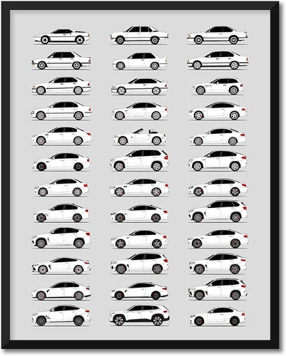 Vista 15 de Custom Car Posters Póster hecho a mano compatible con BMW M Car Poster Print Wall Art Decor of all BMW M Power Cars M3, M4, M5, M2, M6, M1 y más