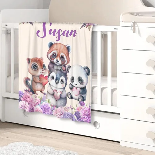 Vista 3 de Manta de bebé personalizada para niñas y niños, manta de bebé personalizada con nombre para niños pequeños, niños, ducha, recién nacidos, guardería
