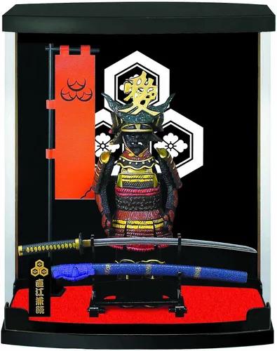 Vista 8 de MEISTER JAPAN Samurai Figura Naoe Kanetsugu Estatua de 8.3 pulgadas con vitrina 1:10 scale armor with iconic "Ai" love-crest helmet, miniature