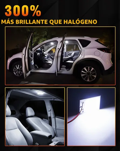 Vista 5 de Qasim Luz LED de cúpula de 12 V COB 48-SMD para interior del automóvil, luz de placa de lectura, techo de techo, lámpara de mapa con adaptadores