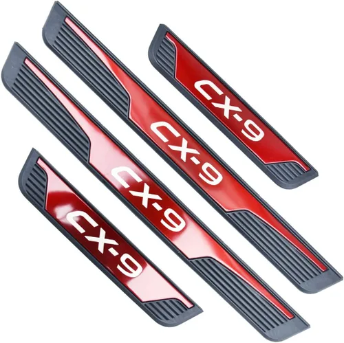 Vista 5 de Kit de protector de umbral de puerta inoxidable para Mazda CX-9 2017-2023 Accesorio interior (rojo)