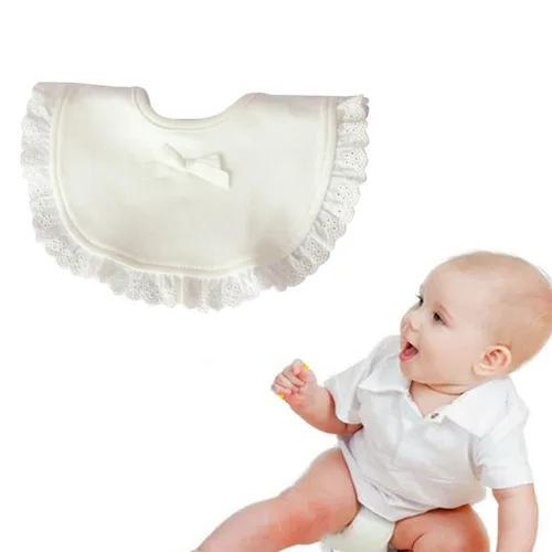 Vista 10 de Healifty Babero de algodón de encaje para recién nacidos, niños y niñas, diseño suave y absorbente para alimentar y babear, elegante y funcional