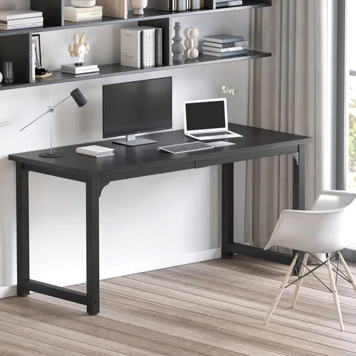 Vista 9 de NSdirect - Escritorio extra grande de 63 pulgadas XL para computadora, tiene una amplia mesa de trabajo para escritura, juegos y trabajo en casa
