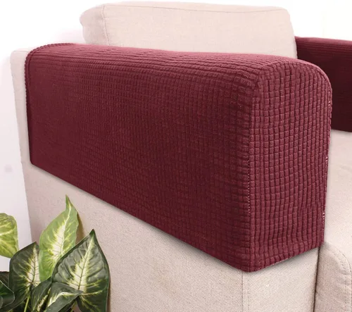 Vista 4 de SEWACC Protectores universales para reposabrazos de silla, funda elástica para reposabrazos de sofá, funda protectora elástica para sofá reclinable
