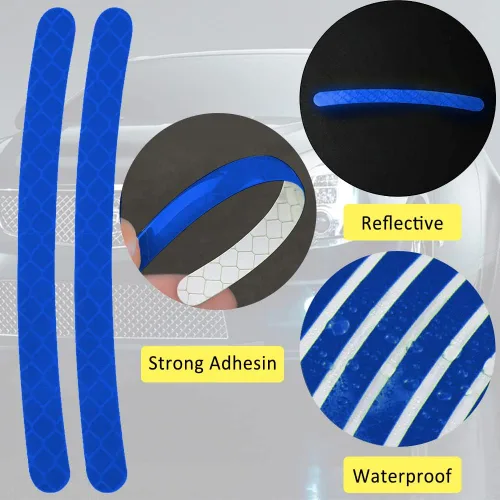 Vista 3 de 20 piezas de calcomanías reflectantes decorativas para ruedas de coche, cinta adhesiva de advertencia de seguridad nocturna, calcomanías